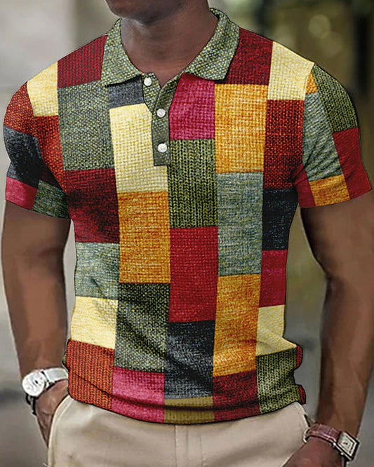 Short sleeve plaid print shirt