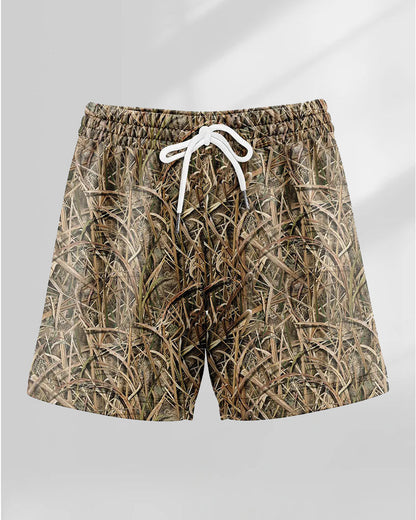 Drawstring Casual Printed Knee-Length Shorts