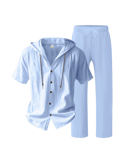 Men's Lightweight Hooded Two-Piece Set For Summer Casual Wear