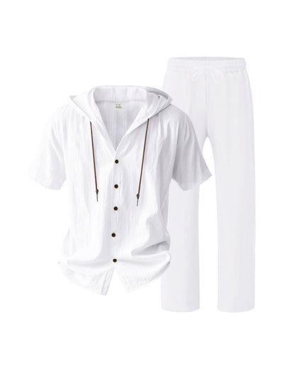 Men's Lightweight Hooded Two-Piece Set For Summer Casual Wear
