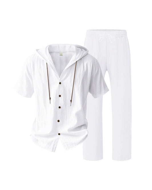 Men's Lightweight Hooded Two-Piece Set For Summer Casual Wear