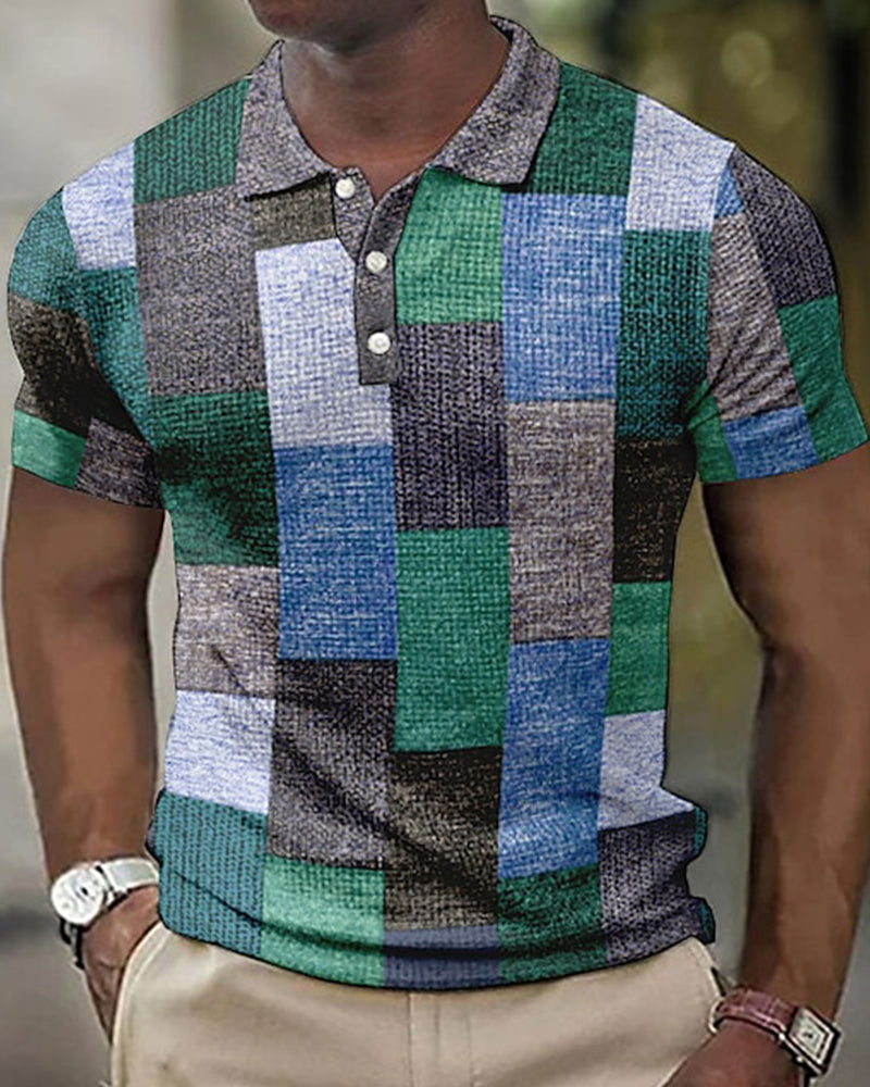 Short sleeve plaid print shirt